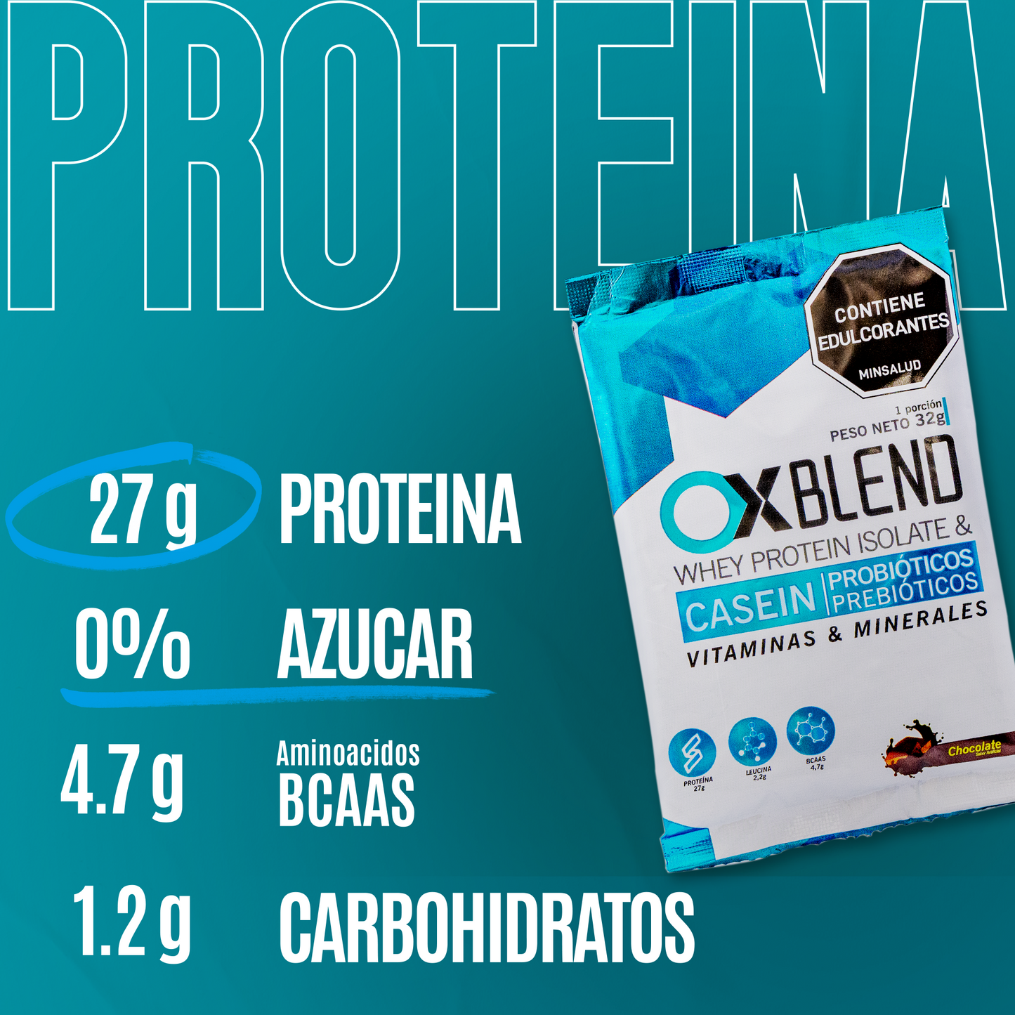 OX Blend Caja 10 Sobres – Proteína Whey y Caseína