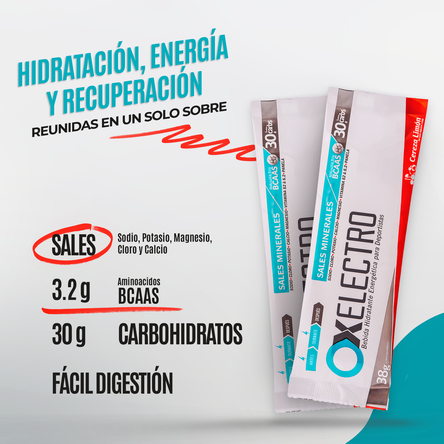 OX Electro Caja 15 Sobres – Hidratante Drink Mix