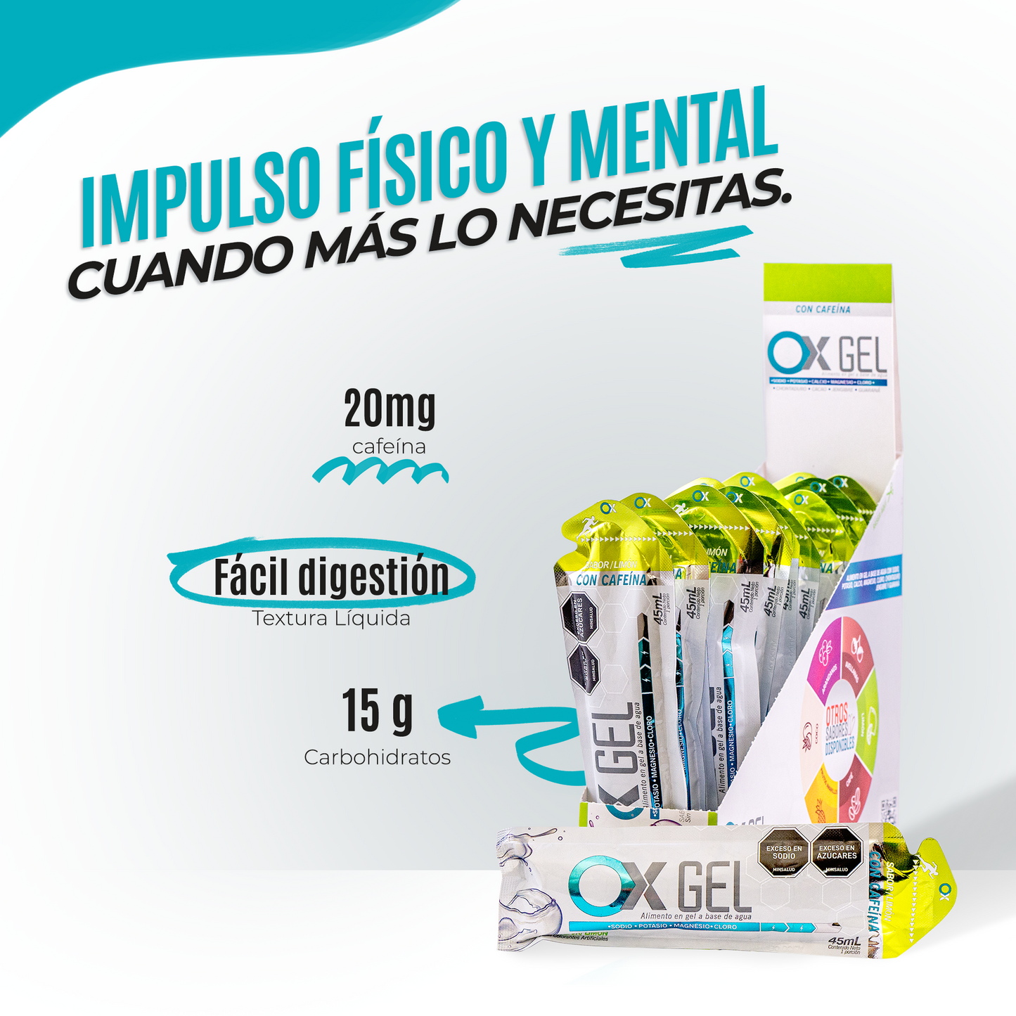 OX GEL con Cafeína – Caja con 15 geles