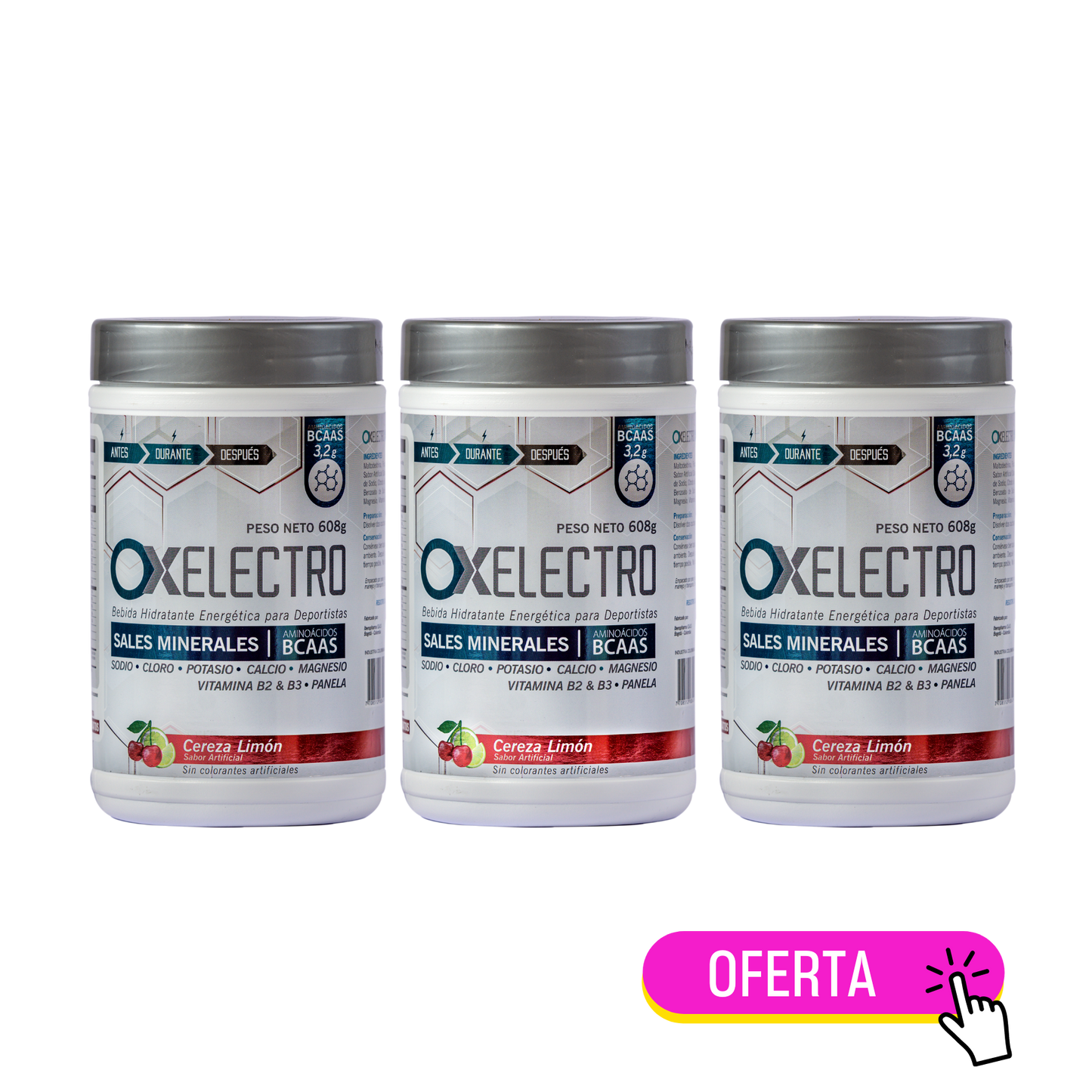 Kit Ox Electro 608g x 3 Bebida Hidratante Energética para Deportistas