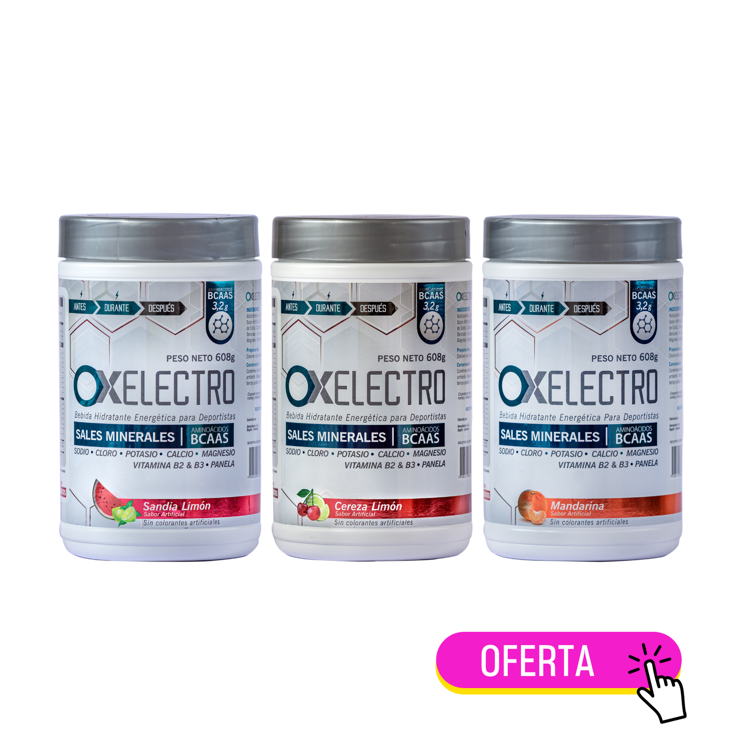 Kit Ox Electro 608g x 3 Bebida Hidratante Energética para Deportistas