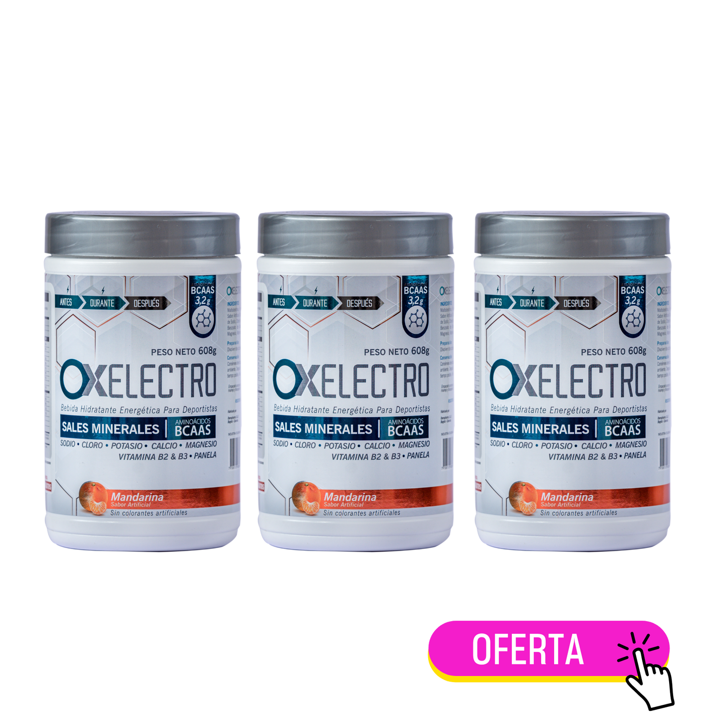 Kit Ox Electro 608g x 3 Bebida Hidratante Energética para Deportistas