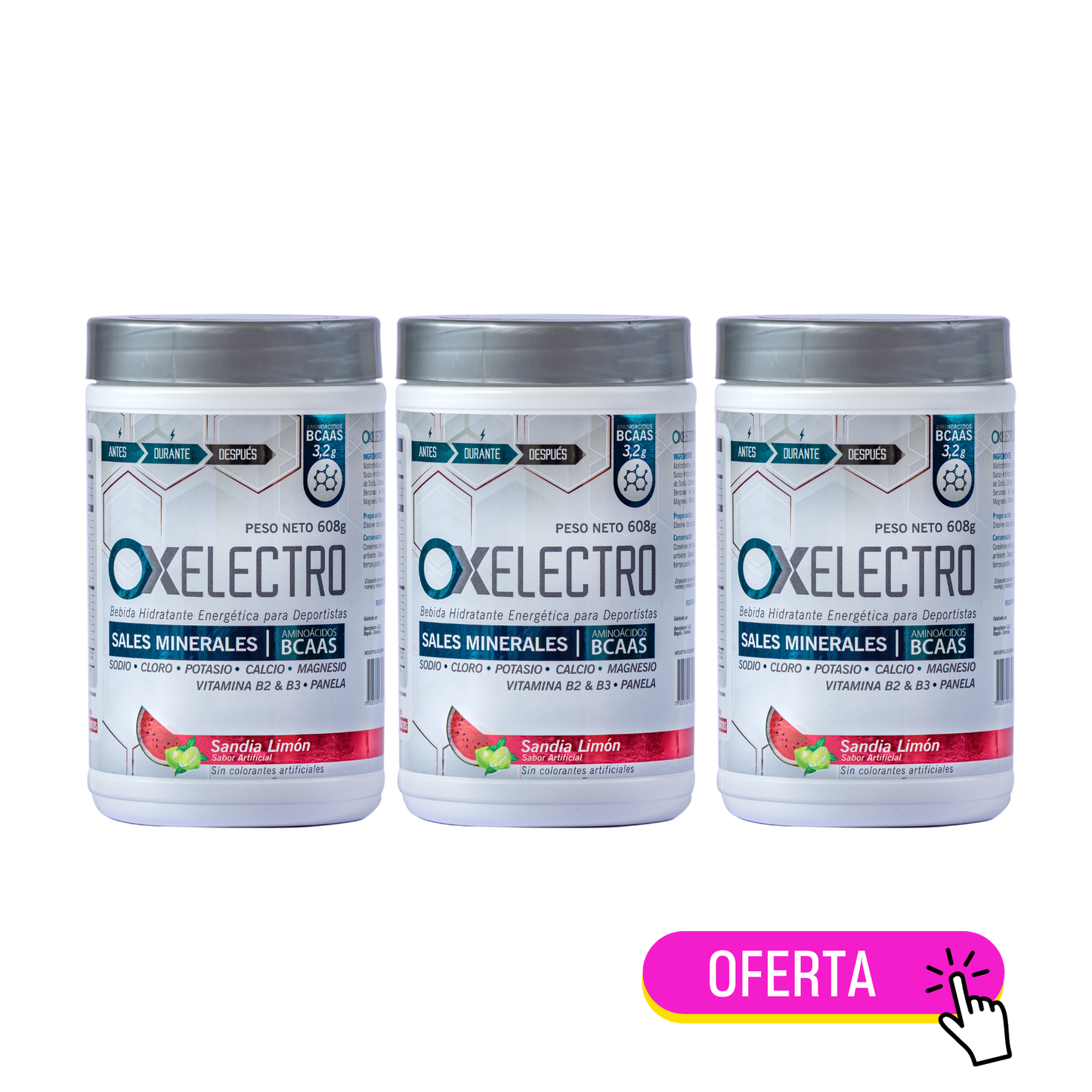Kit Ox Electro 608g x 3 Bebida Hidratante Energética para Deportistas