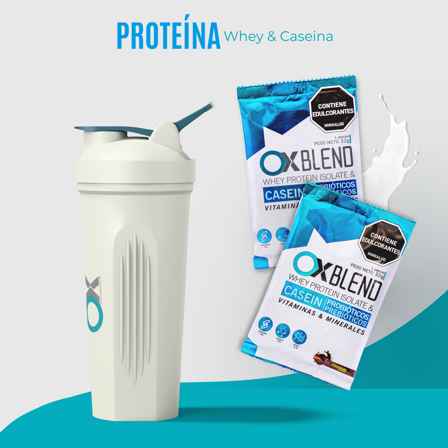 OX Blend Caja 10 Sobres – Proteína Whey y Caseína